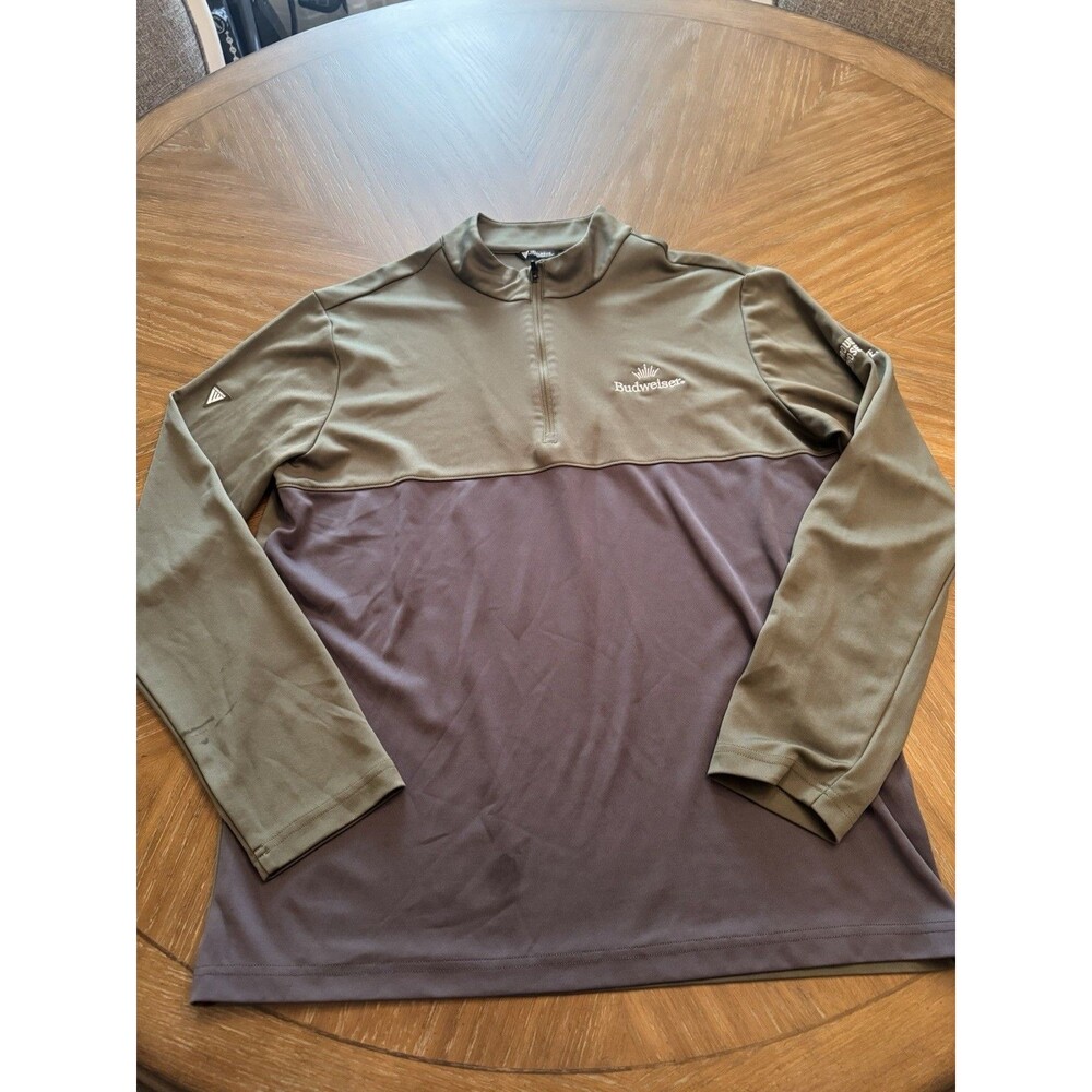 Levelwear Budweiser Army Green And Gray 1/4 Zip LS Pullover Mens Large - Read!